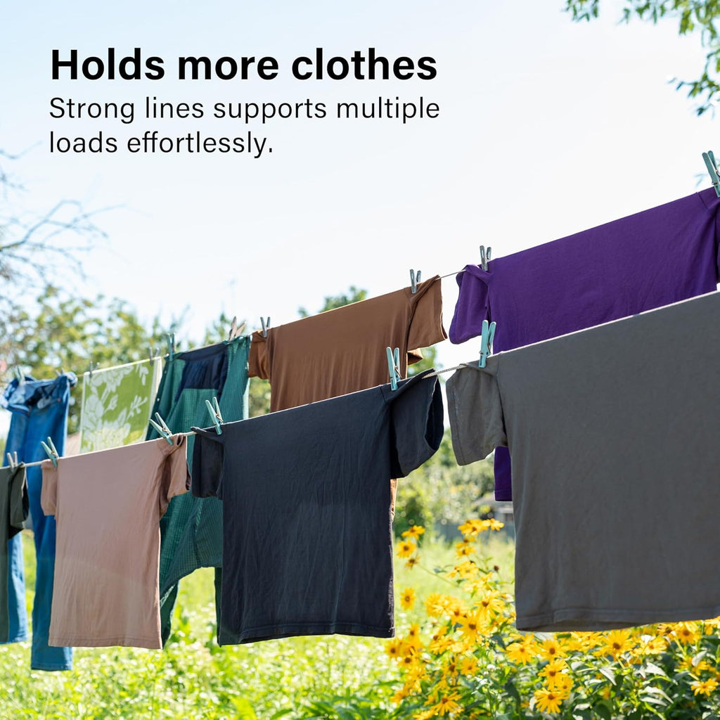 Retractable Washing Line 30m Outdoor, Heavy Duty Wall Mounted Double Washing Lines Extendable Clothes Line Laundry Drying Line for Drying Space, Grey