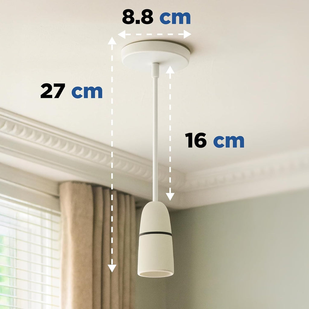 Ceiling Pendant Light Fitting, 6‑Inch White Bayonet (B22) Pendant for Ceiling, Pre‑Wired with Cord Grip, Indoor Lighting Fixture, S6INCPB4