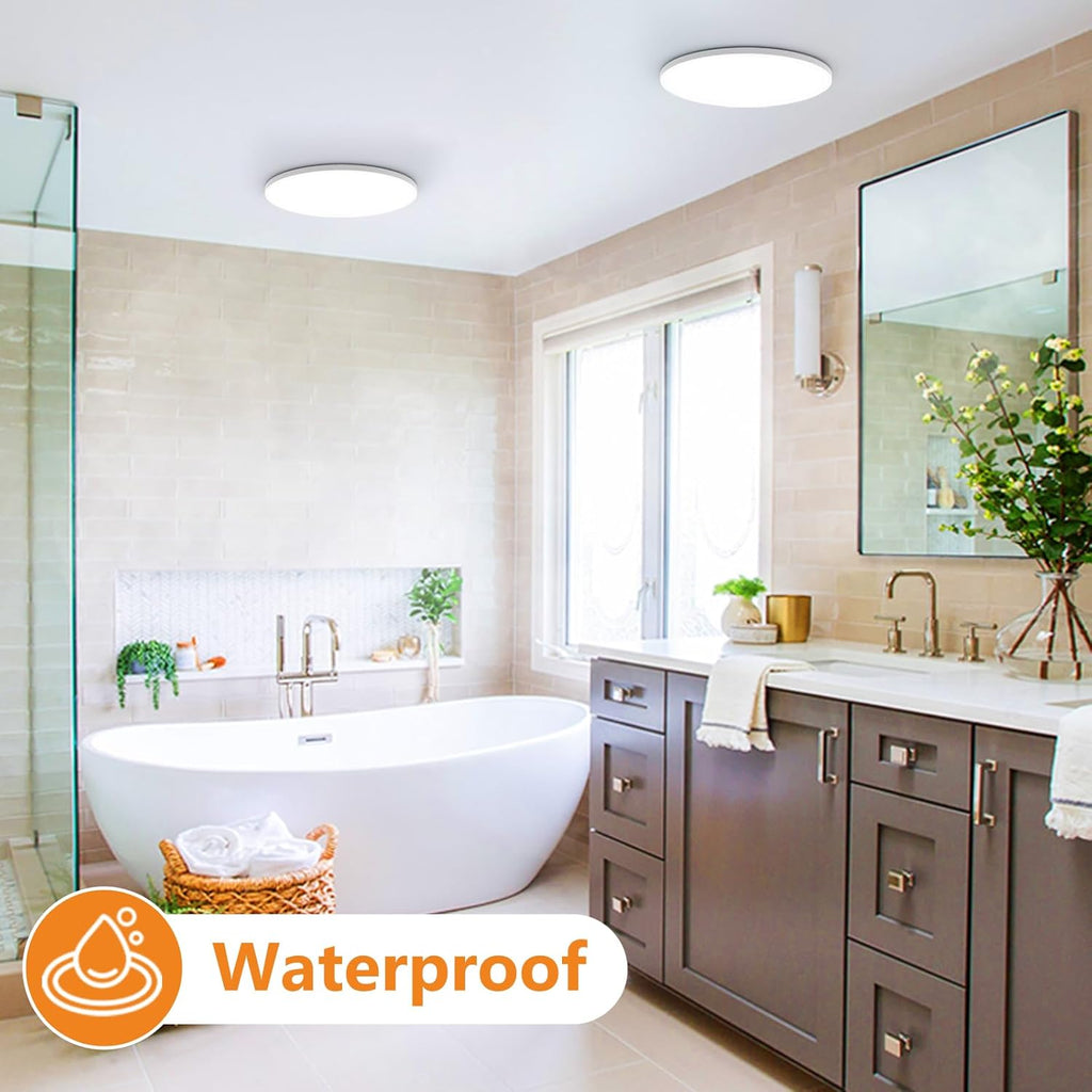 zemty 15W 1800LM LED Ceiling Light, Bathroom Lights Ceiling 3000K/4000K/6500K, IP44 Waterproof, Ultra Thin Round Flush Ceiling Light for Bedroom,Kitchen, Living Room,Toilet,Utility Room 18cm