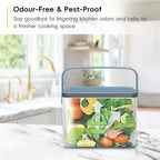 Food Waste Compost Bin, Kitchen Countertop Food Waste Caddy, Titanium Blue, 4 Litre