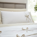 Milo Bow Double Duvet Cover Set with Pillowcases Natural