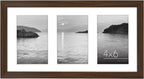 6x4 Collage Photo Frame with Shatter-Resistant Glass - Signature Collection - Fits Three 4x6 Photos or Use as One 8x16 Picture Frame for Tabletop and Wall - Walnut