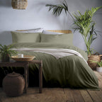 Cassia - Relaxed Cotton Duvet Cover Set, 100%, Khaki, Single