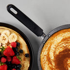 Metallic Marble Pancake Pan - 25cm Crepe Frying Pan, 9.8" Non-Stick Flat Skillet Griddle, Suitable for Induction Hobs, Soft Grip Handle, Durable Forged Aluminium, Easy Clean