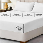 GC GAVENO CAVAILIA Super Dreamer King Size Fitted Sheet White - Plain Bedding Sheet With Elastic Corner - Polyester Fabric Bedsheet