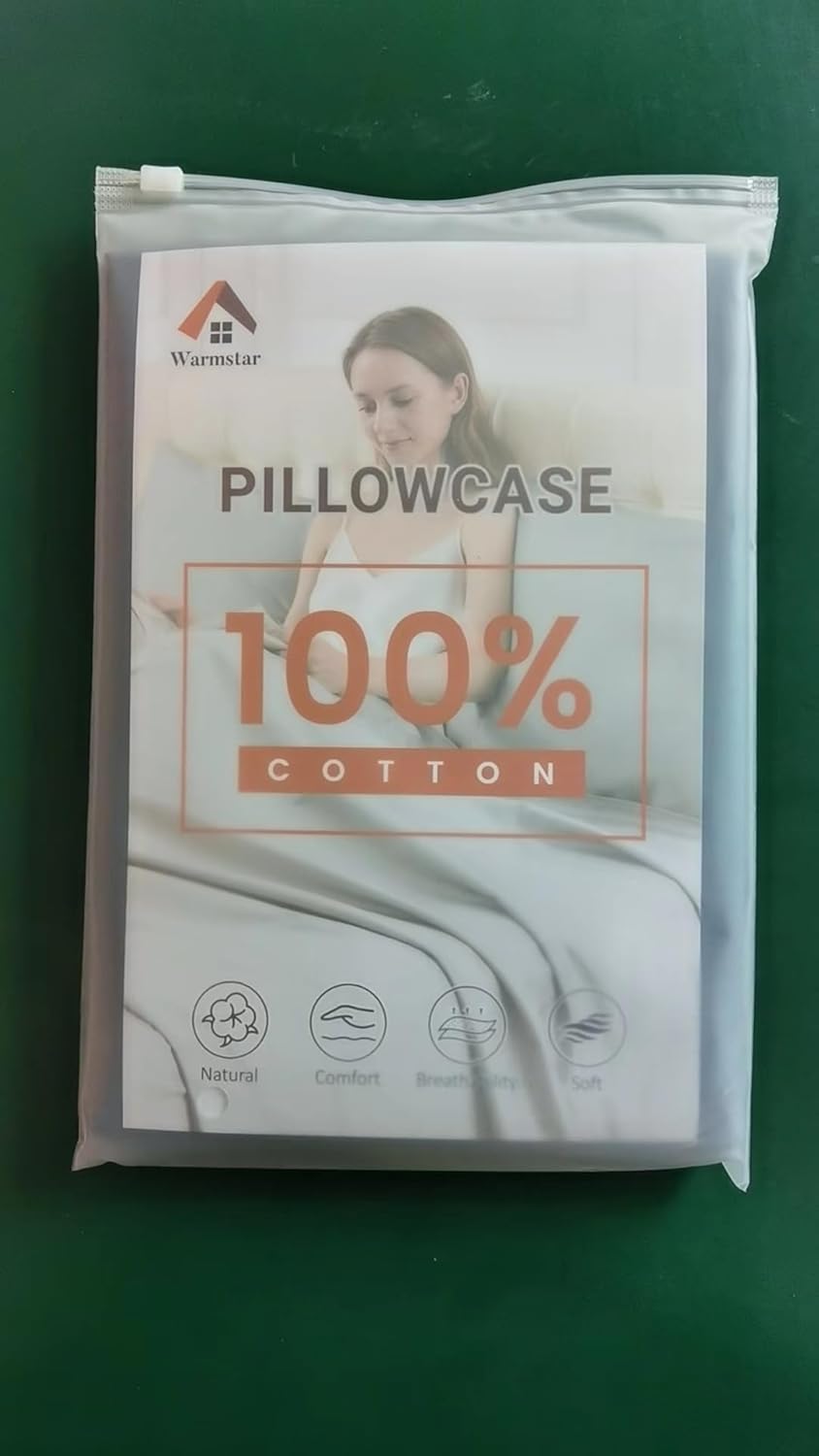 Khaki Cotton Pillow Cases 2 Pack, 600 Thread Count Soft Pillowcases Breathable,Satin Weave Long Staple Cotton Pillow Case Hotel Quality Hypoallergenic with Envelope Closure,50 X 75 CM