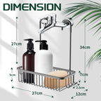 Shower Caddy Hanging Organiser Storage Shelf Without Drilling Shampoo Holder Rustproof Basket Shower Hook Grey