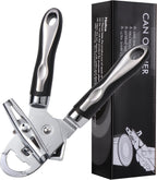 Tin Opener, Diboniur Can Opener Manual, 3-in-1 Multifunctional Can Opener and Bottle Opener, Handheld Heavy Duty Stainless Steel, Black, 8.5"