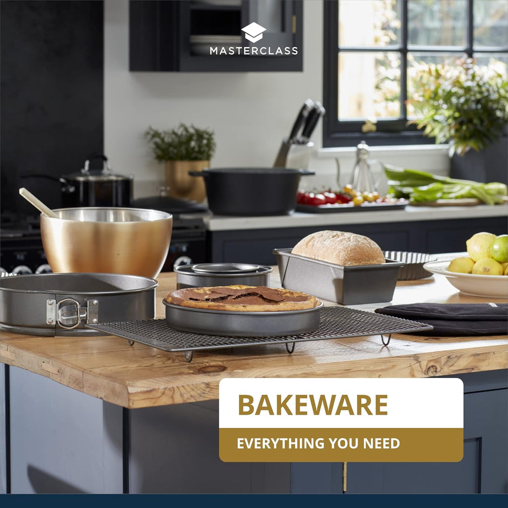 KCMCHB47 25 cm Deep Cake Tin with PFOA Non Stick and Loose Bottom, 1 mm Carbon Steel, 10 Inch Round Pan, Grey