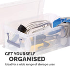 10L Plastic Storage Boxes with Lids. ProStore Super Strong Plastic Storage Boxes (14 x 34 x 21.5cm), Made in the UK, Clear