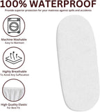 2x 100% Waterproof Moses Basket Mattress Protector with 155 GSM Terry Towelling Fabric - Soft, Non-Noisy & Non-Allergenic Fitted Sheet (73-76 x 28-30 cm)