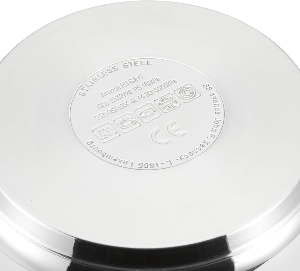 Amazon Basics Stainless Steel Pressure Cooker, 4 litres, Silver