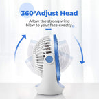 USB Desk Fan Table Fan with Strong Airflow & Quiet Operation, Portable Cooling Fan Speed Adjustable 360°Rotatable Head for Home Office Bedroom Table and Desktop