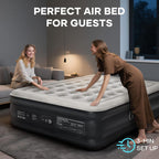 Inflatable Mattress, Air Bed with Built-in Electric Pump, King Size Blow Up Self Inflating Guest Airbed with Flocked Surface for Camping or Home Use, 202cm L x 151cm W x 46cm H(Black)
