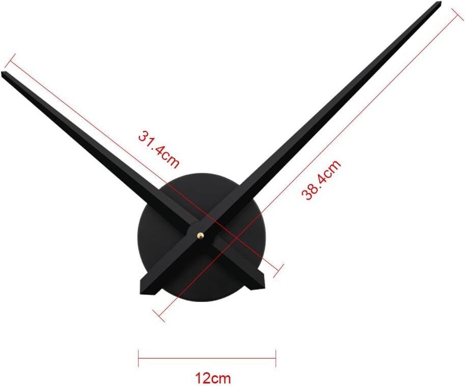 Large Clock Hands and Mechanism, Modern Black Long Hands Wall Clock, DIY Silent Movement Mechanism Battery Powered Wall Clock for Living Room Home Decoration