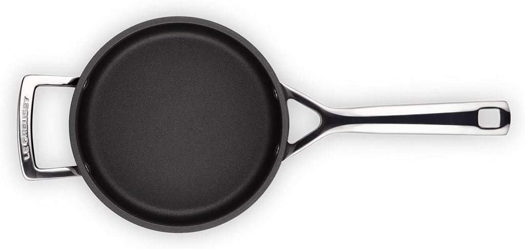 Toughened Non-Stick 18x11.1cm Saucepan with Helper Handle and Glass Lid, Aluminium, 51108180010302, Black