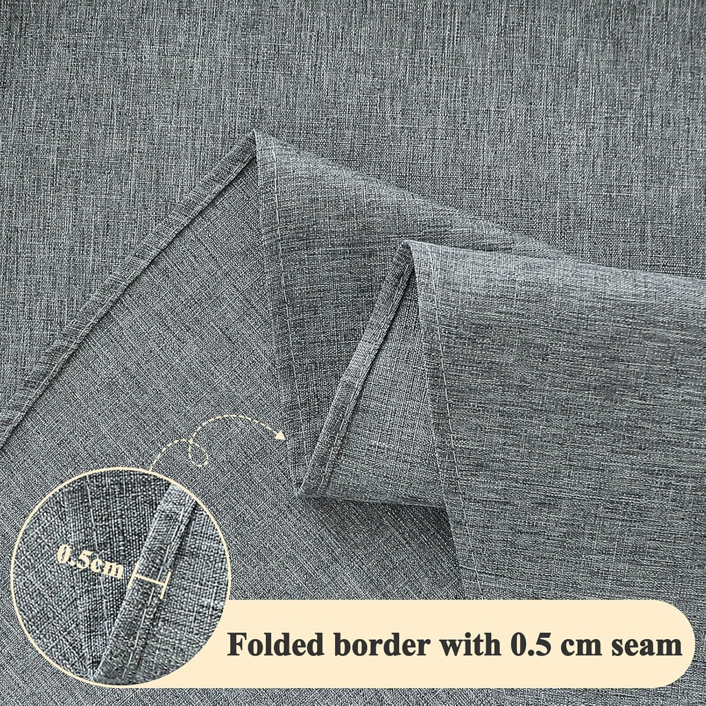 AooHome Tablecloth Round Φ120cm Grey, Wipe Clean Tablecloths Washable Polyester Faux Linen Tablecloth Water-repellent with Lotus-effect, Durable Scratch Resistant for Dining room, Balcony, Garden