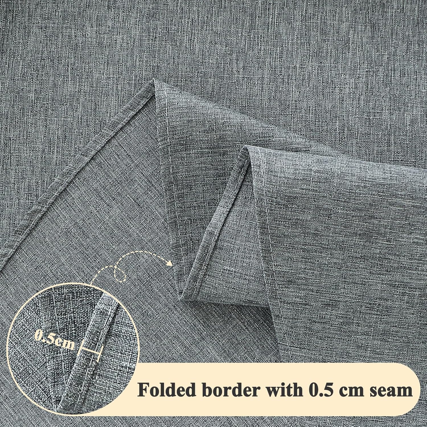 AooHome Tablecloth Round Φ120cm Grey, Wipe Clean Tablecloths Washable Polyester Faux Linen Tablecloth Water-repellent with Lotus-effect, Durable Scratch Resistant for Dining room, Balcony, Garden