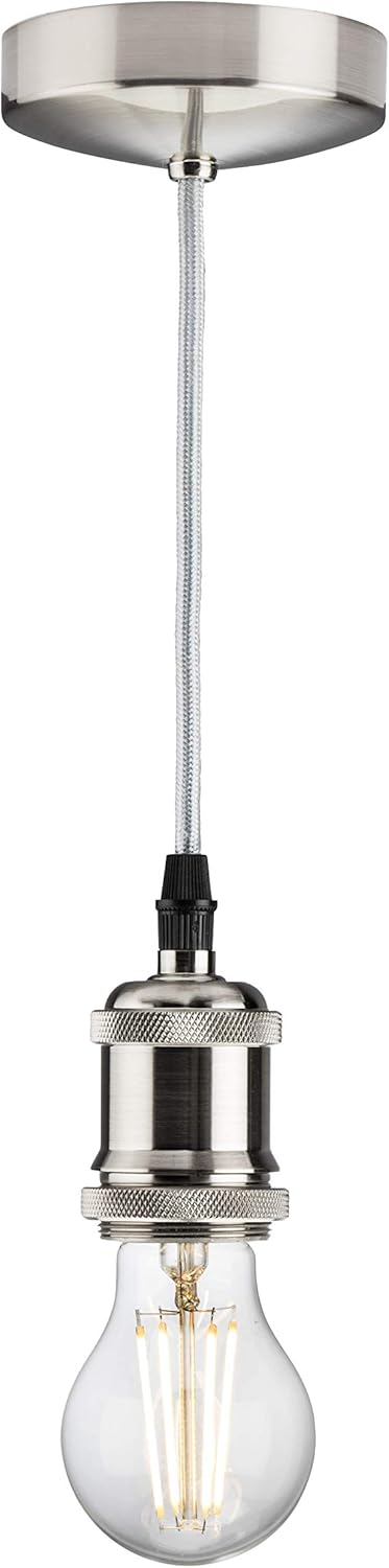 6 Inch E27 Vintage Pendant Set in Brushed Chrome