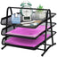 3 Tier Mesh Letter Tray Office Filing Trays Holder Desk Organiser Stacking Supports Document Filing Trays Paper Holder，Metal File Organizer Tray for School Home And Office (3 Tier)