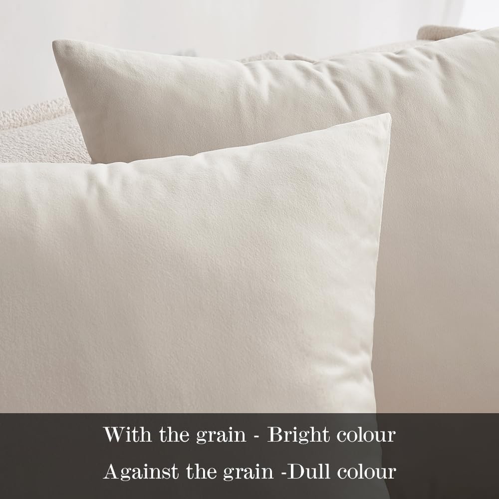 Christmas Velvet Cushion Covers Throw Pillow Case Soft Modern Decorative Square Luxury Pillowcases for Livingroom Bedroom with Invisible Zipper Set of 2 35cm x 35cm,14x14 Inches Cream White