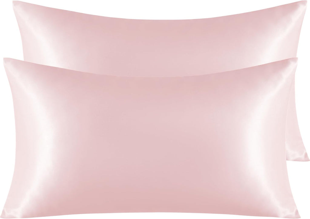 Silk Satin Pillowcases - Satin Pillowcase for Hair and Skin, Pillow Cases 2 Pack with Envelope Closure, 50x90 cm, Light Pink