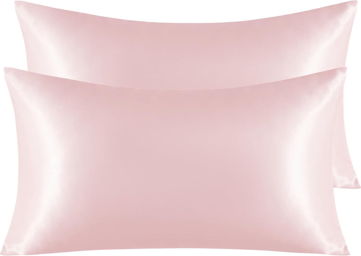 Silk Satin Pillowcases - Satin Pillowcase for Hair and Skin, Pillow Cases 2 Pack with Envelope Closure, 50x90 cm, Light Pink