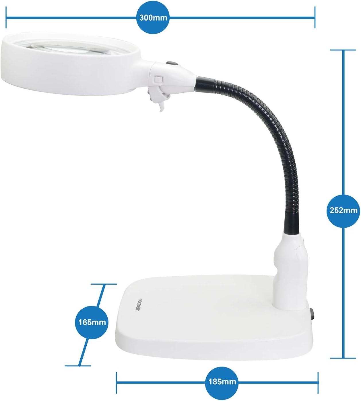 10X LED Magnifying Lamp Desktop Magnifier With Daylight Bright Lights and Flexible Gooseneck for Reading, Working, Hobby, Soldering and Crafts (USB Lighted)