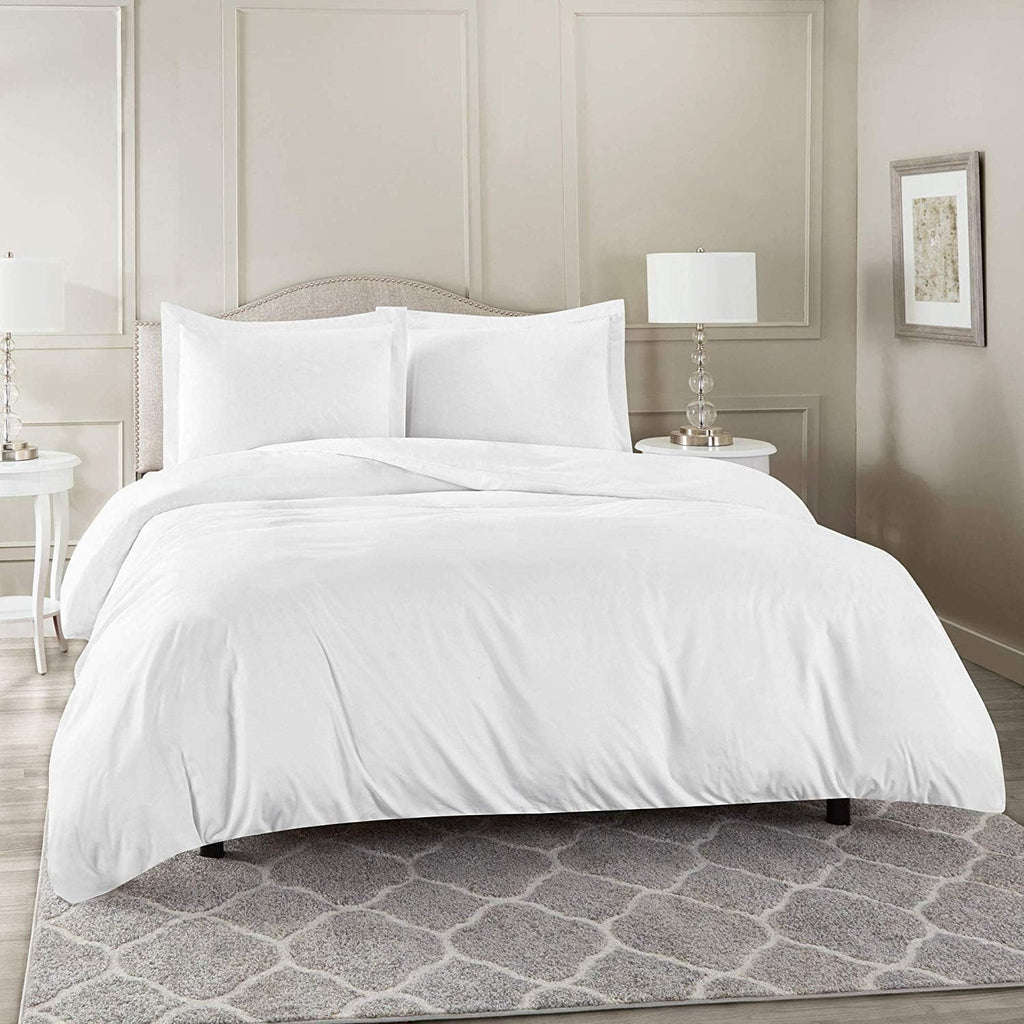 Hotel Quality 1000 Thread Count 100% Egyptian Cotton Double Size Zipper Closure Duvet Cover With 2pc Pillow Shams Premium 3PC Duvet Set (Double, White, Solid)