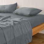 Double Fitted Sheet - 135 x 190cm with 30cm Deep Pocket, Soft Brushed Microfibre, Wrinkle-Free, Easy Care, Fade & Shrink Resistant by MAGNA COLLECTION (Grey, Double)
