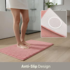 Non-Slip Microfibre Bath & Toilet Mat - Soft, Plush & Comfortable Rug with Machine Washable Design - Water Absorbent & Quick Drying to Keep Bathroom & Home Hygienic & Clean - (40x60cm) Pink