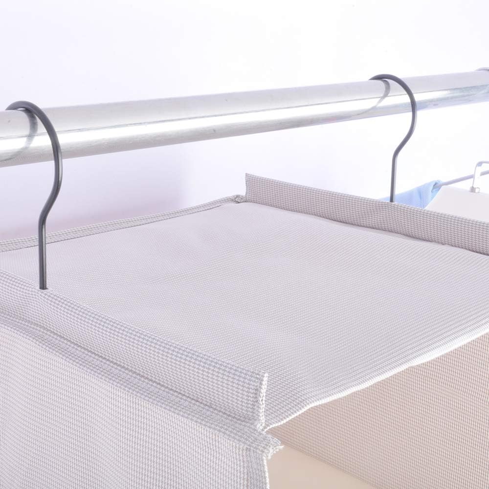 Hanging Closet Organizer for Clothes Sweaters Advanced cloth 4 shelves Hanging Wardrobe Storage Shelves, Beige Check Washable(31.5 * 12 * 12 inch)