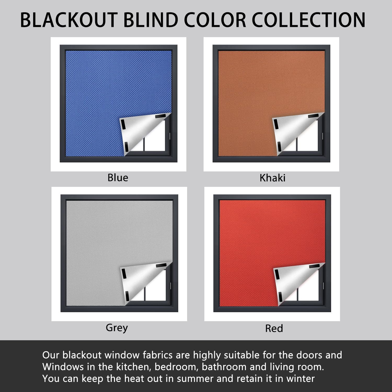 Versatile Portable Roller Blind-Stick On Blackout Curtains for Windows,Temporary Curtains, Any Size and Shape-Bedroom,Indoor & Outdoor-Blackout Blind-Gray Secondary image