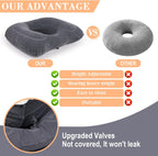 Inflatable Hemorrhoid Pillows, Donut Pillow for Tailbone Pain, Adjustable Inflatable Seat Cushion for Bed Sores, Postpartum Pregnancy, Car Seat, Airplane, 17.7'' x 15.4'' x 4.3''(Grey)
