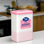 Originals Metal Pink and Cream Nostalgic Design Storage Tin, 18.5x18.5x19 cm | Holds a Full Bag of Icing Sugar | Stylish Kitchen Storage