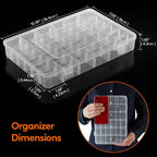 2 Pack 36 Grids Organiser Storage Box, Fishing Tackle Box, Clear Stackable Plastic Container with Adjustable Dividers for Beads, Art DIY, Crafts, Jewelry, with 5 Sheet Label Stickers