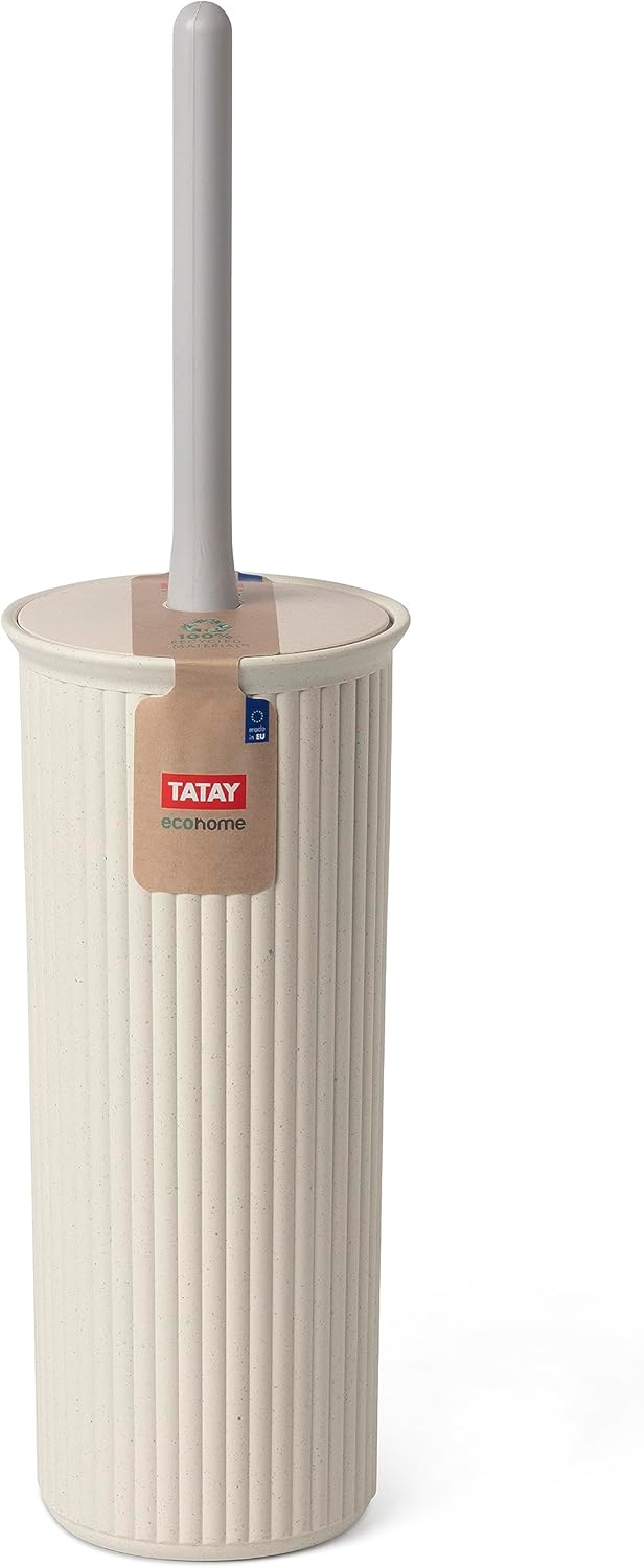 TATAY Toilet Brush | Compact and Functional Design | BPA-Free Recycled Plastic Toilet Brushes | Made in Spain | 9.5 x 9.5 x 39.5 cm - Baobab Collection - Ecohome