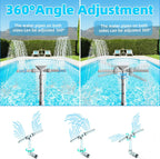 Pool Fountain for Above and In-Ground Pools, XJUGEZ 360° adjustable Dual Mode Waterfall pool sprinkler fountain, pressure and height adjustable pool accessories for ground pools, multi-size interfaces