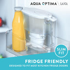 Aqua Optima Liscia Water Filter Jug & 3 Evolve+ Filter Cartridges 2.5L White - Fridge & Dishwasher Friendly, Easy Fill - Reduces Limescale, Chlorine & Other Impurities - By LAICA (Packaging May Vary)