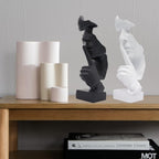 Thinker Statue, Silence is Gold Abstract Art Sculpture, Ponder Statue, Creative Resin Figurine, Modern Home Ornament, Decoration for Home Room Study Office Table Shelf (Black)