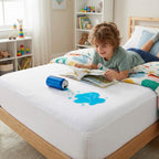 100% Waterproof Mattress Protector - 15 Cm Deep Stretch Skirt – Cot Bed (70x140) Cm Terry Towel Mattress Topper – Anti Allergy and Breathable Fitted Mattress Cover. (Cot Bed(70x140+15) Cm)
