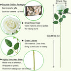 15Pcs Small Fake Roses Velet Roses Long Stem Artificial Flowers Silk Flowers for Home Wedding Decoration (Pearl Roses,White)