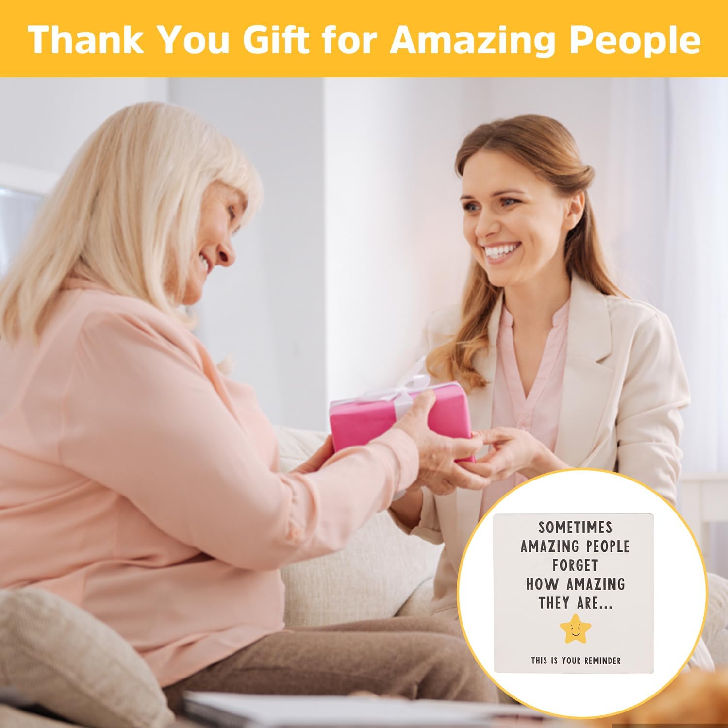 Thank You Coasters Beer Mats Amazing People Thank You Gift, Coffee Mat for Colleagues Friend Teacher Gifts, Thank You Gifts for Women Men Christmas Small Gifts Congratulations Ceramic Surface Coaster Secondary image