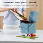 Food Waste Compost Bin, Kitchen Countertop Food Waste Caddy, Titanium Blue, 4 Litre