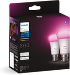 White and Colour Ambiance Smart Bulb Twin Pack LED [B22 Bayonet Cap] - 806 Lumens 60W Equivalent. for Home Indoor Lighting, Livingroom and Bedroom, 2 Count (Pack of 1)