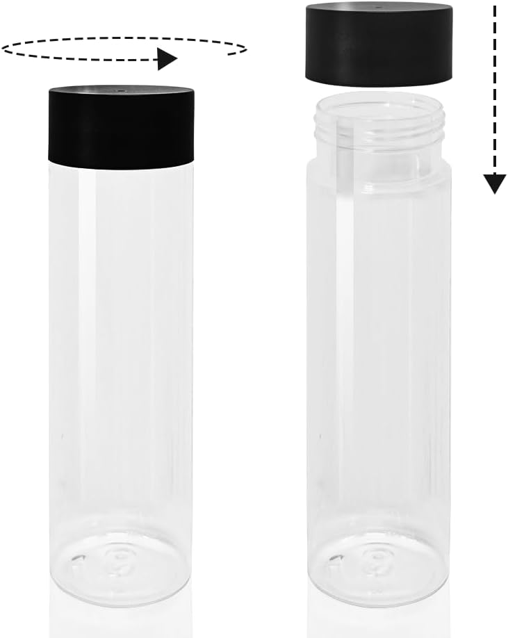 16 Pack 500ml 16oz Plastic Juice Bottles with Black Lids, Transparent Reusable Empty Drink Bottles Ideal for Water, Juice, Milk and Other Homemade Beverages