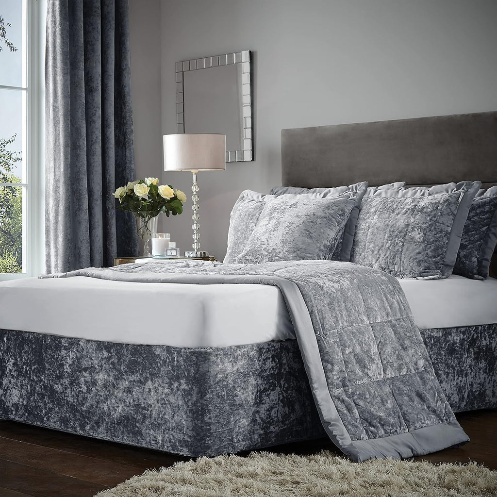 Crushed Velvet King Divan Base Wrap Silver BD/46254/W/BWRAPK/SI