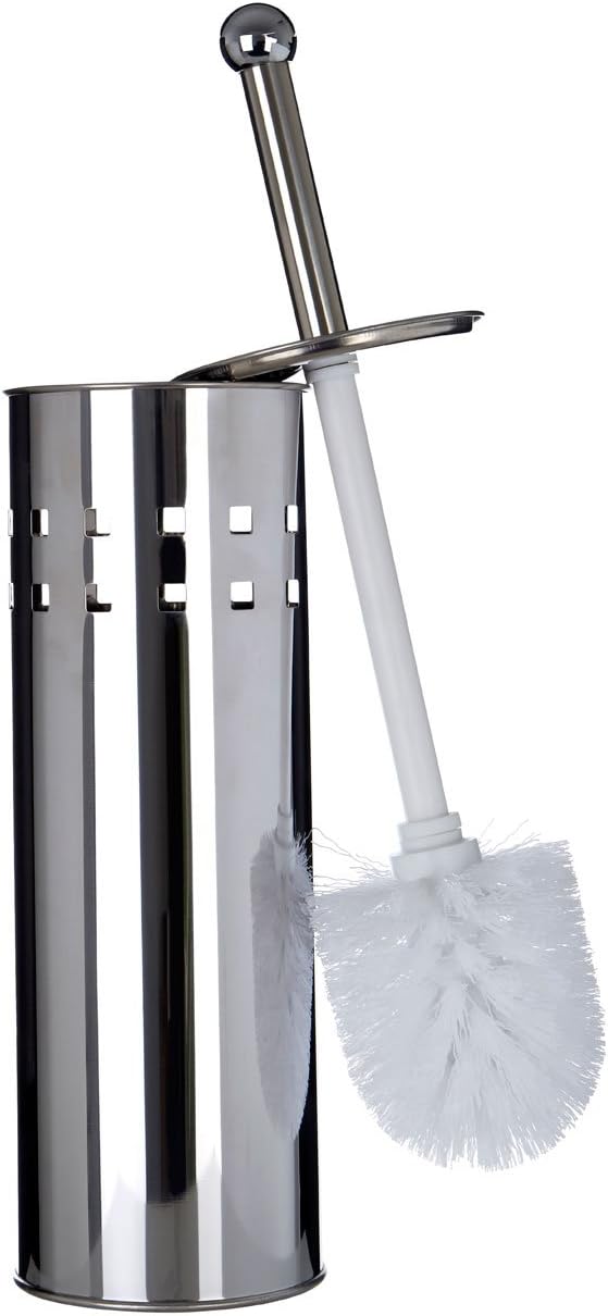 Premier Housewares Square Design Toilet Brush Holder - Stainless Steel