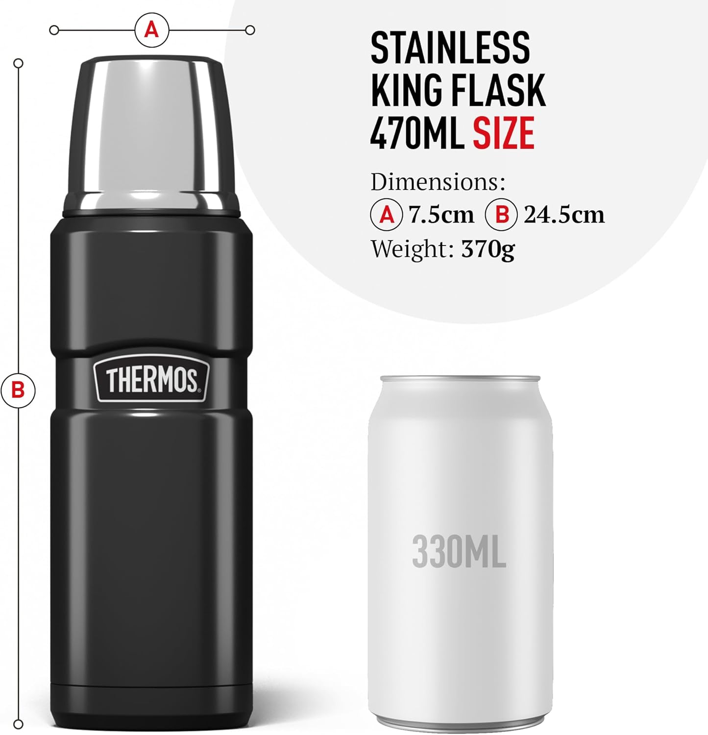 Thermos Stainless King 470ml Multi- Purpose Thermos Flask - Original-Style Flask can be used as Travel Mug or Insulated Water Bottle for Daily Commute & Weekend Adventures – Copper