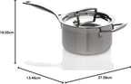 3-Ply Stainless Steel Saucepan with Lid, 16 x 9.5 cm, Silver, 96200916001000
